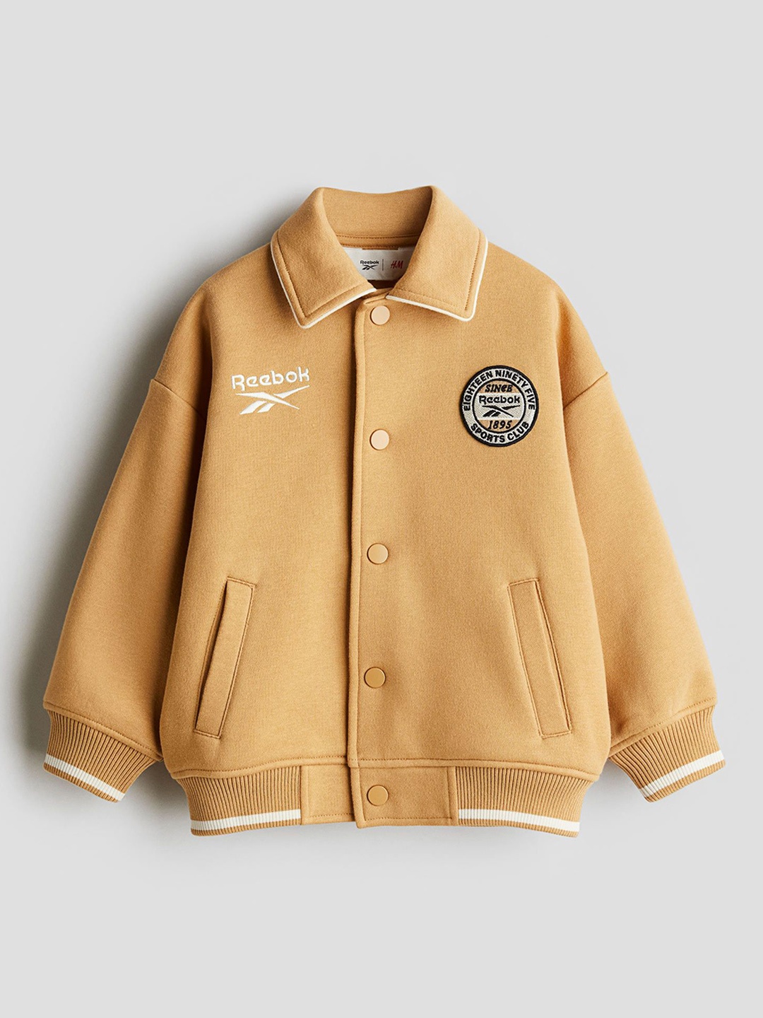 

H&M Boys Embroidered-Motif Baseball Jackets, Beige