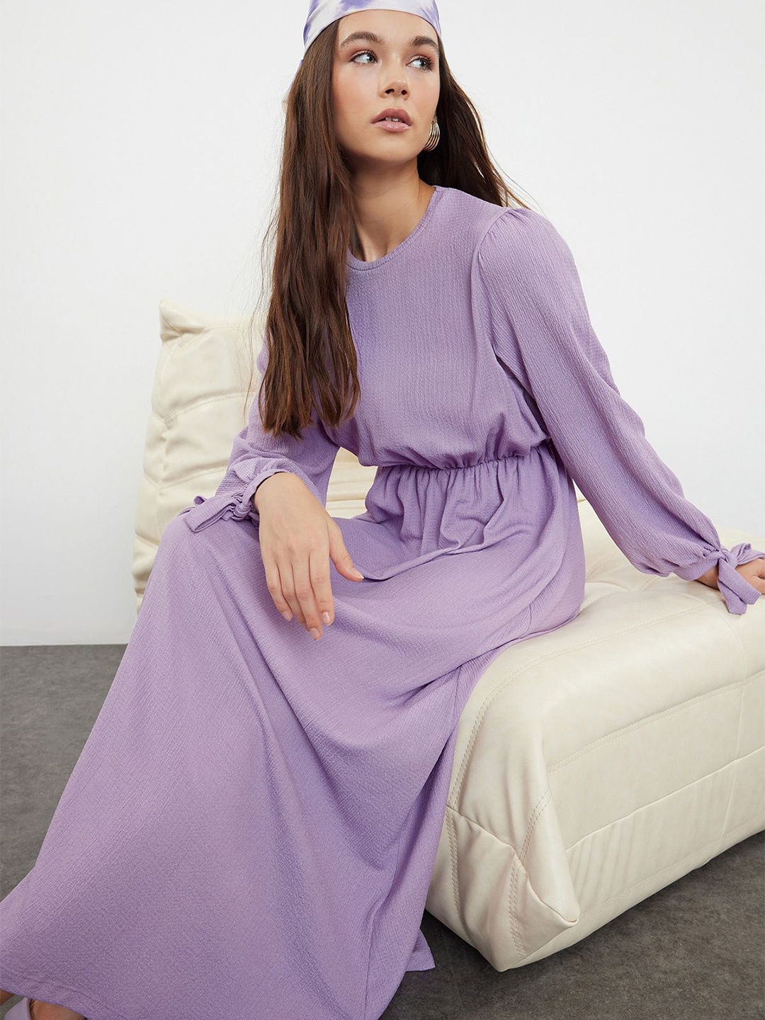 

Trendyol Self Design Bell Sleeve Maxi Dress, Violet