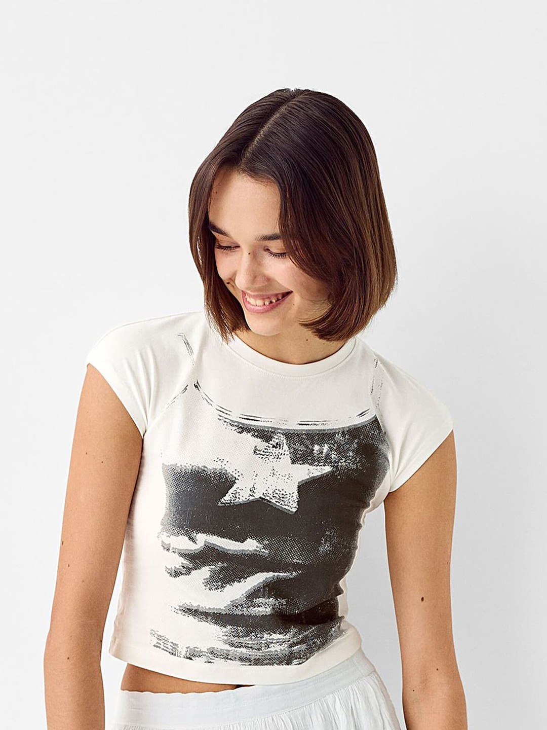 

LULU & SKY Print Cotton Top, Black