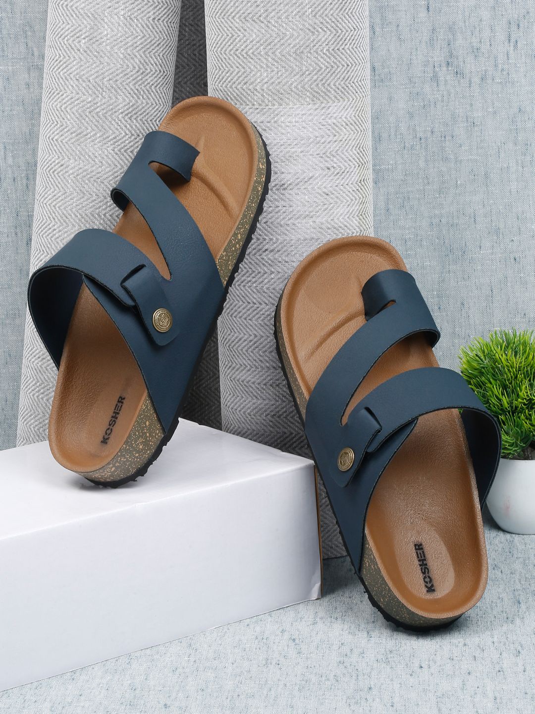 

Kosher Men Comfort Sandals, Navy blue