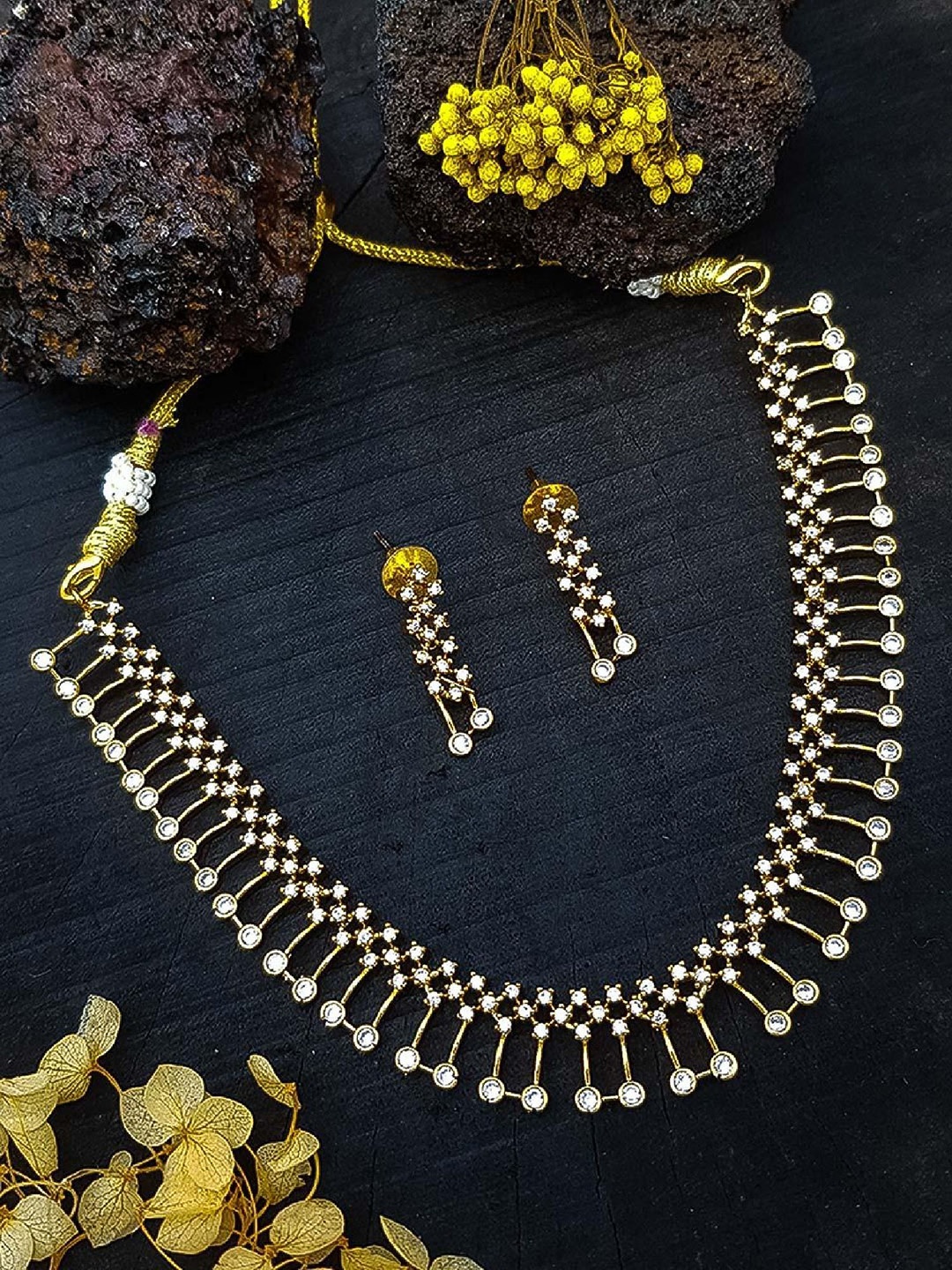 

GRIIHAM Gold-Plated Cubic Zirconia Studded Jewellery Set