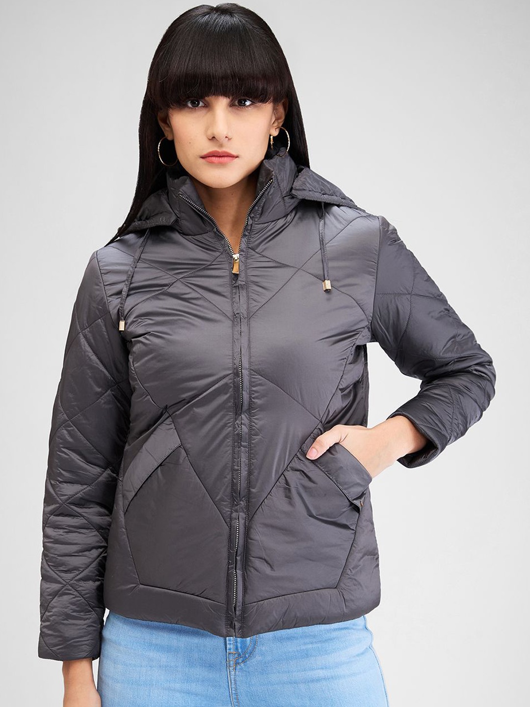 

SPYKAR Women Padded Jacket, Grey