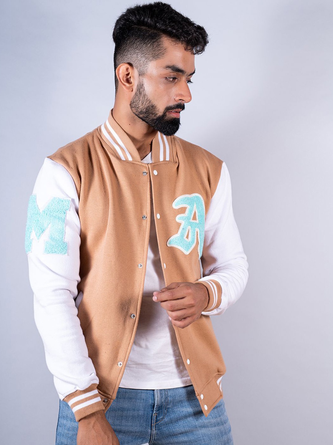 

Tistabene Men Varsity Jacket, Beige