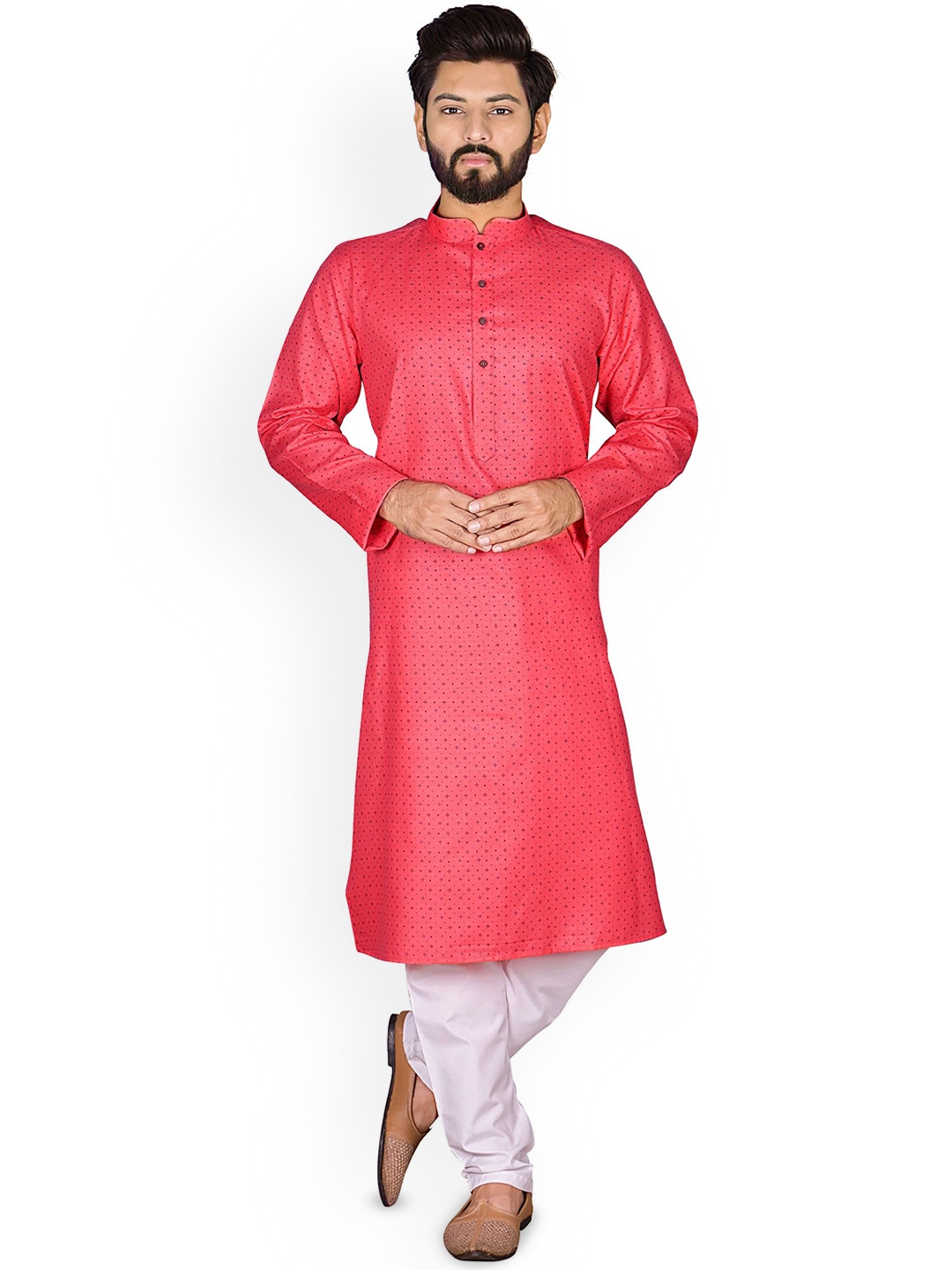 

Nimayaa Geometric Printed Mandarin Collar Straight Kurta, Peach