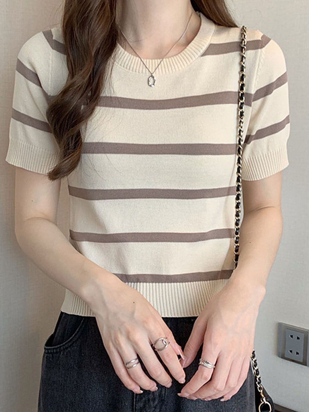 

LULU & SKY Striped Top, Beige