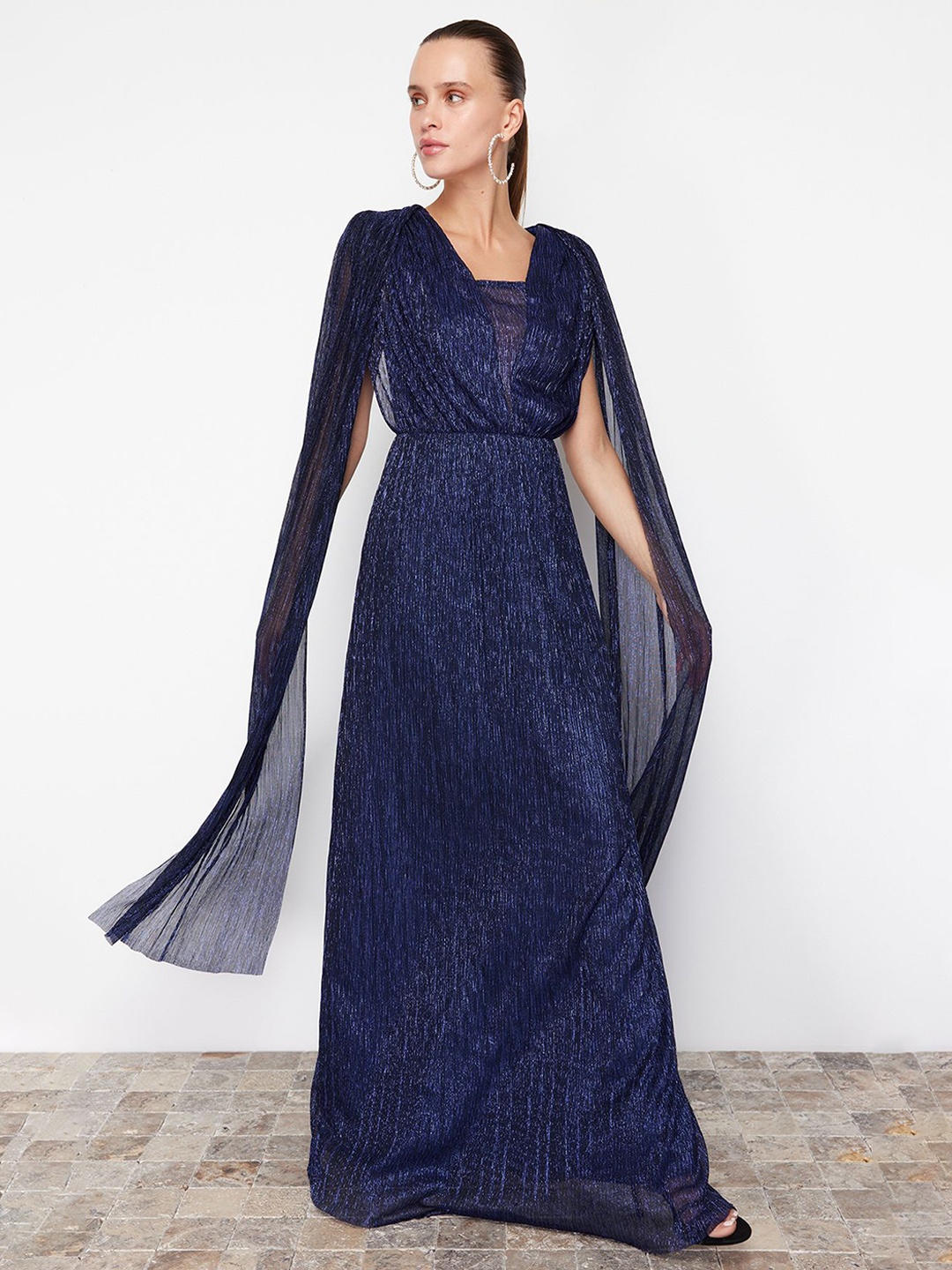 

Trendyol Opaque Self Design Maxi Dress, Navy blue