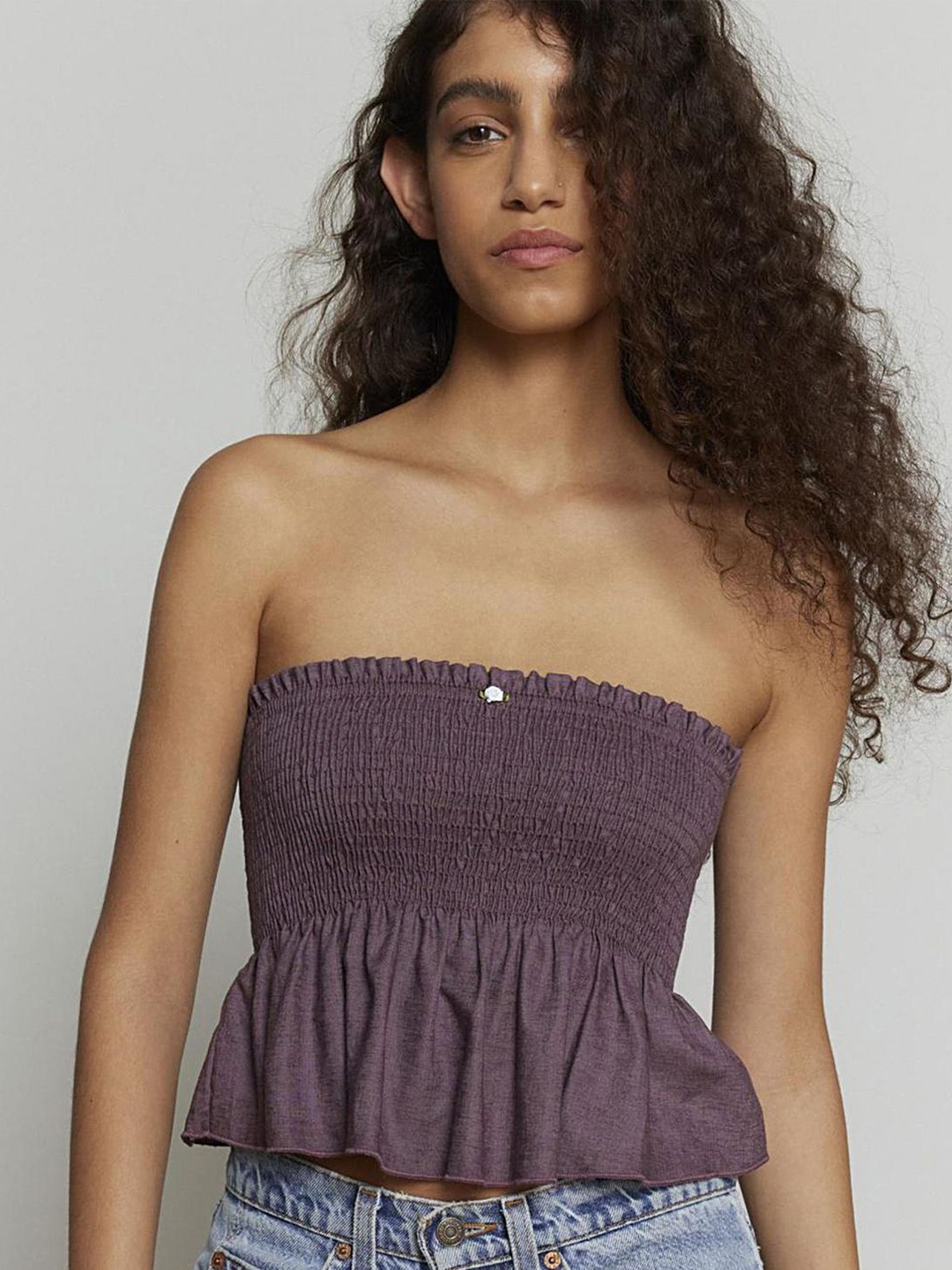 

LULU & SKY Cotton Tube Crop Top, Purple