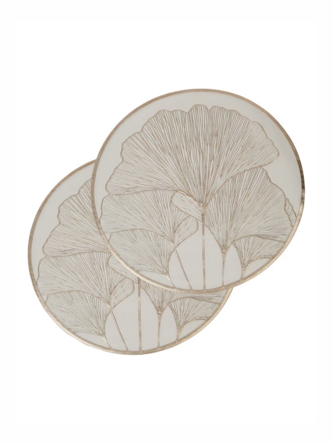 

LooMantha Gold-Toned & White 2 Pieces Floral Printed Round Table Placemats