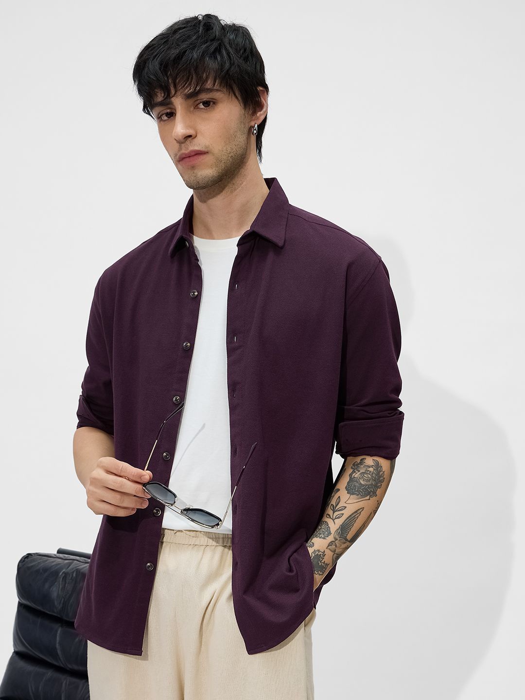 

The Souled Store Men Opaque Casual Shirt, Purple