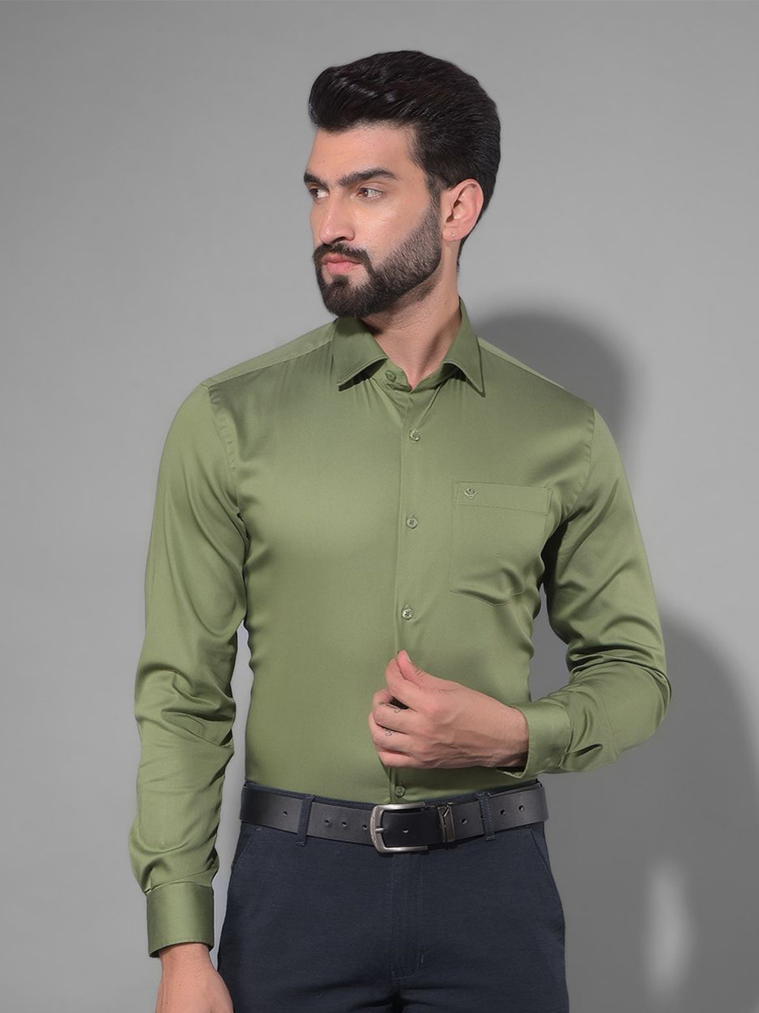 

COBB Men Opaque Formal Shirt, Green
