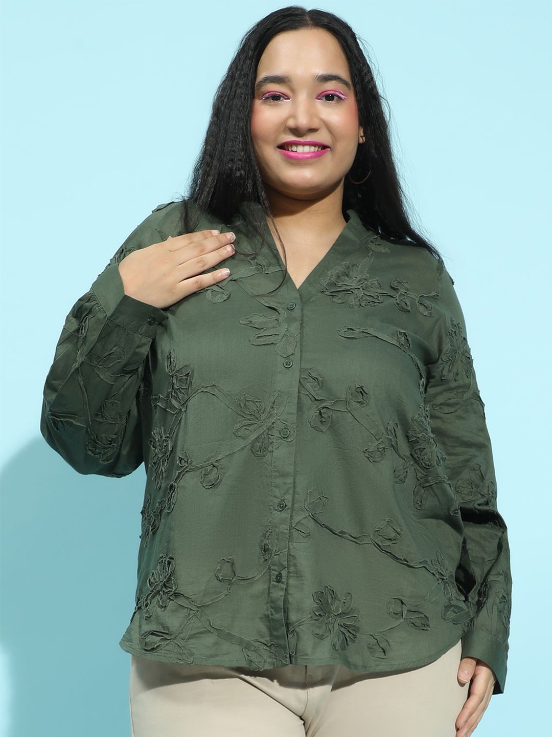 

Oxolloxo Women Relaxed Opaque Party Shirt, Green