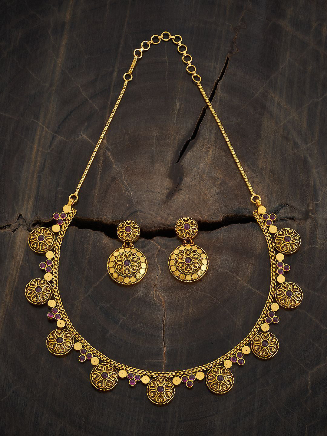 

Kushal's Fashion Jewellery Gold-Plated Stone-Studded Jewellery Set