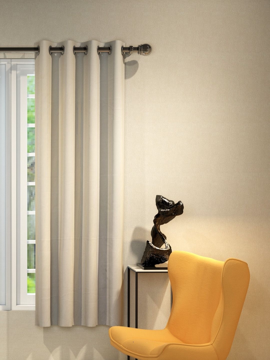

Aura Cream-Coloured Regular Window Curtain