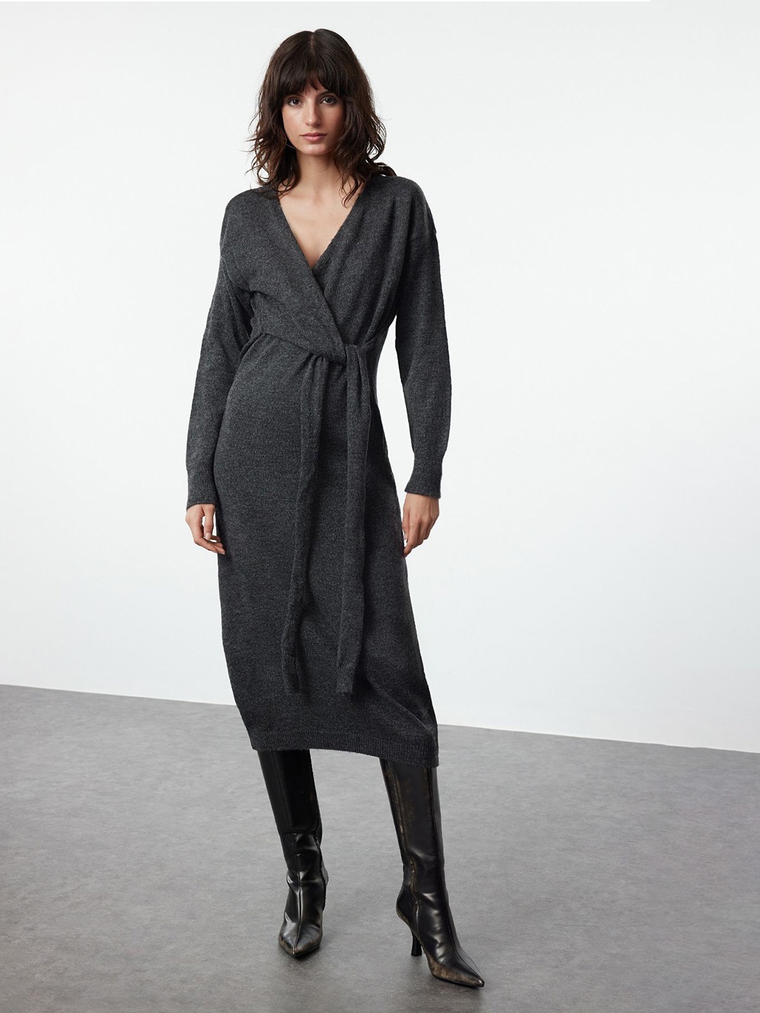 

Trendyol Wrap Midi Dress, Grey