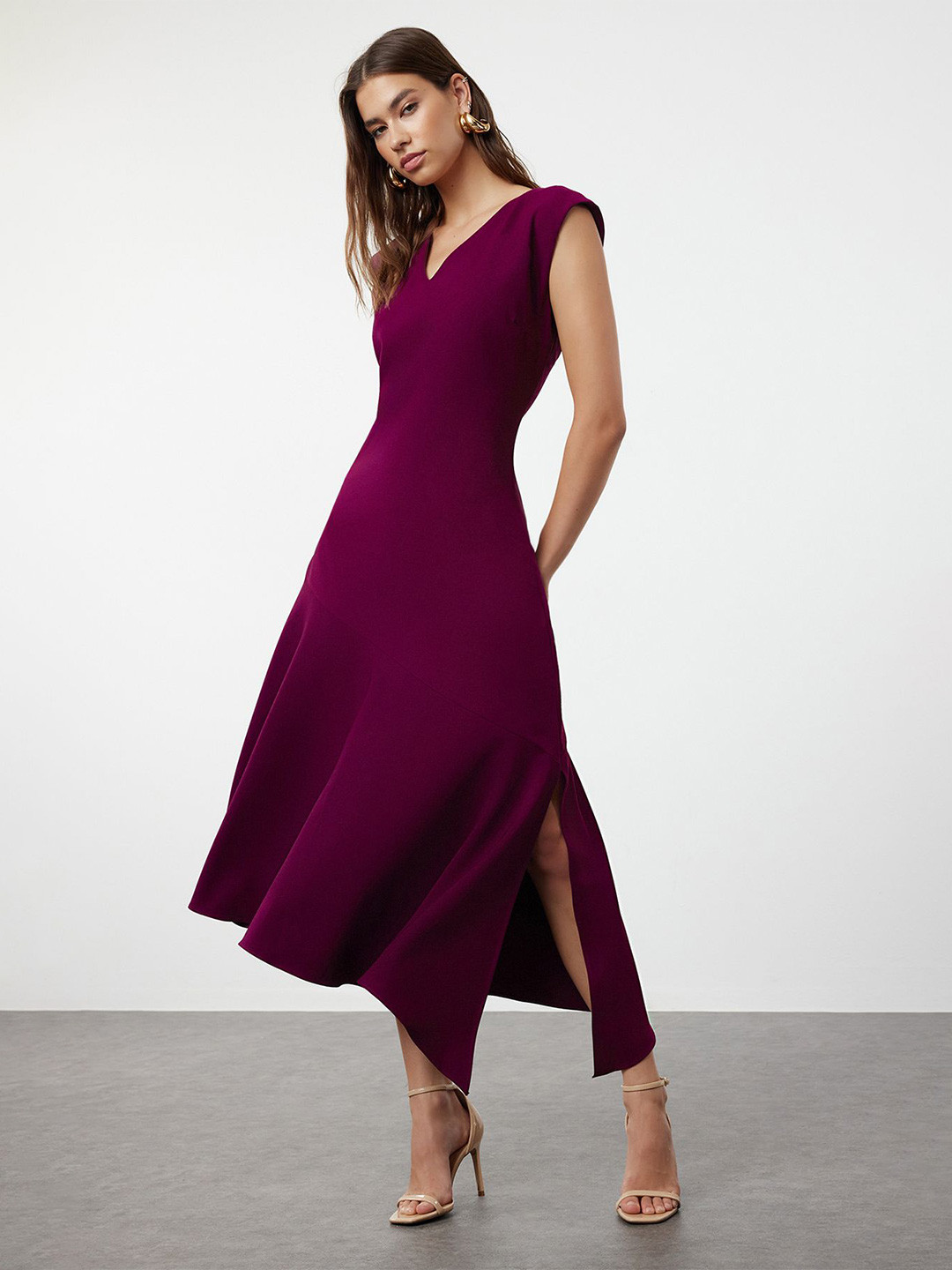 

Trendyol A-Line Midi Dress, Na