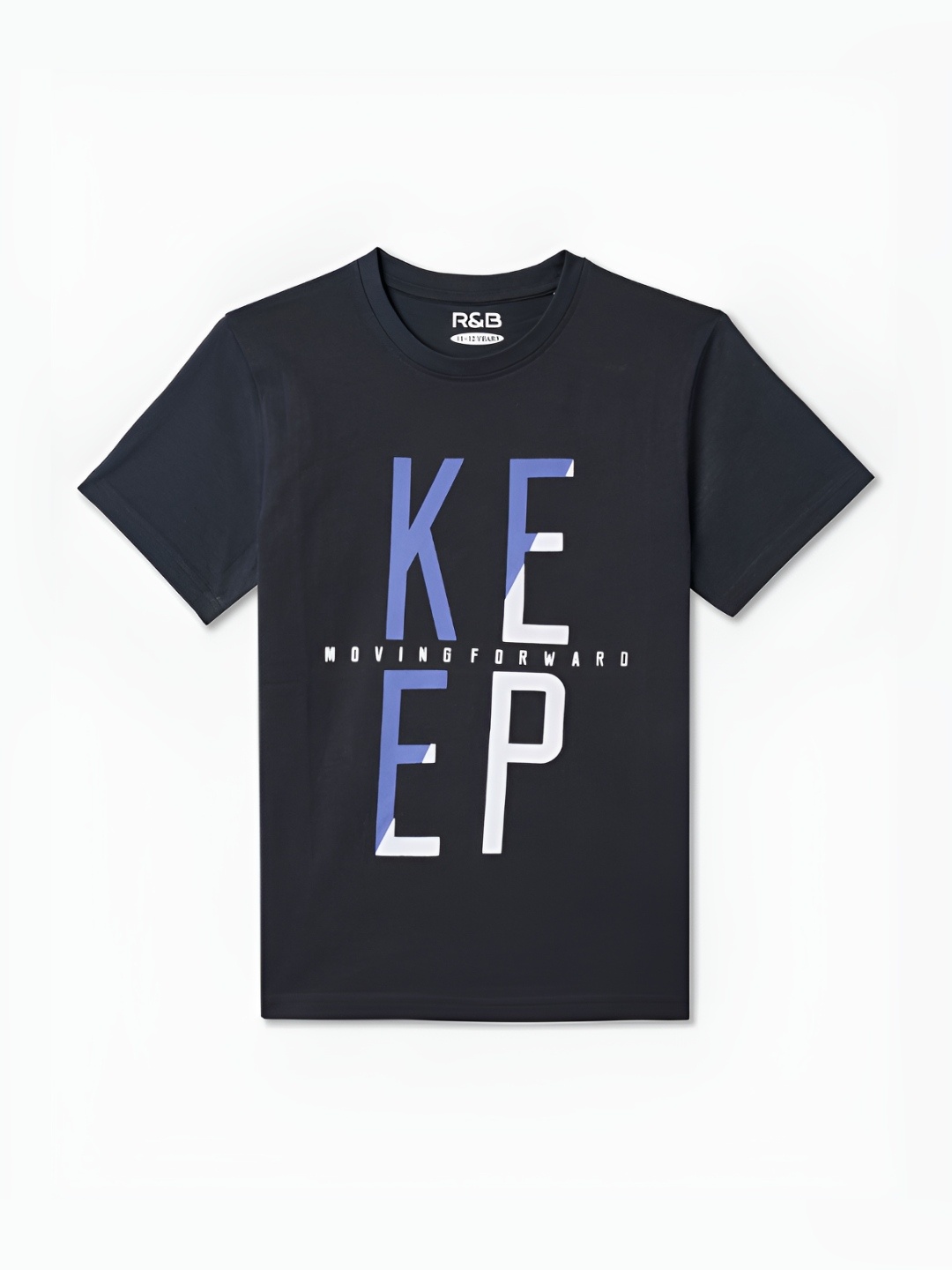

R&B Boys Typography Printed Round Neck Cotton T-shirt, Navy blue