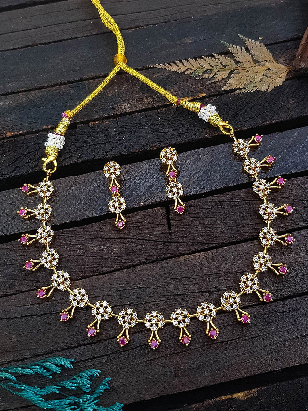 

GRIIHAM Gold-Plated Cubic Zirconia Studded Jewellery Set