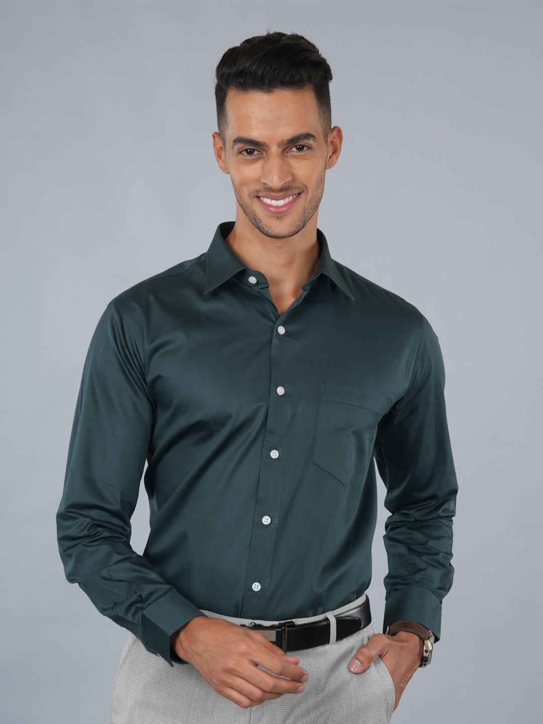 

Ostermann Men Opaque Formal Shirt, Green