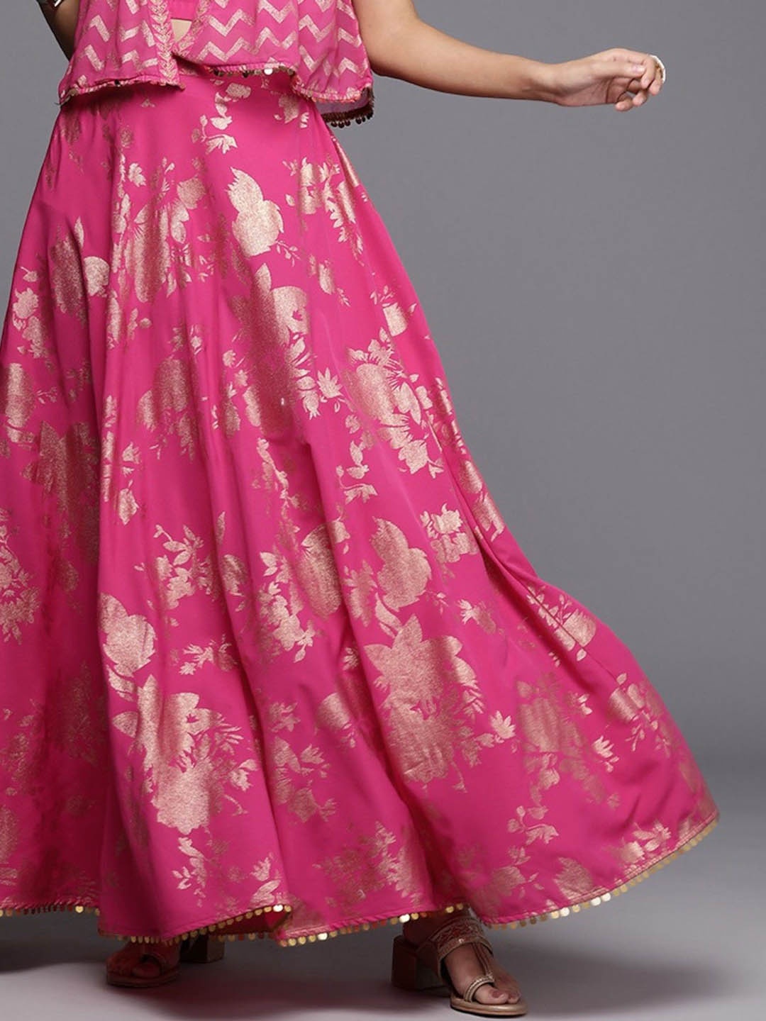 

Ahalyaa Printed Flared Maxi Skirt, Pink