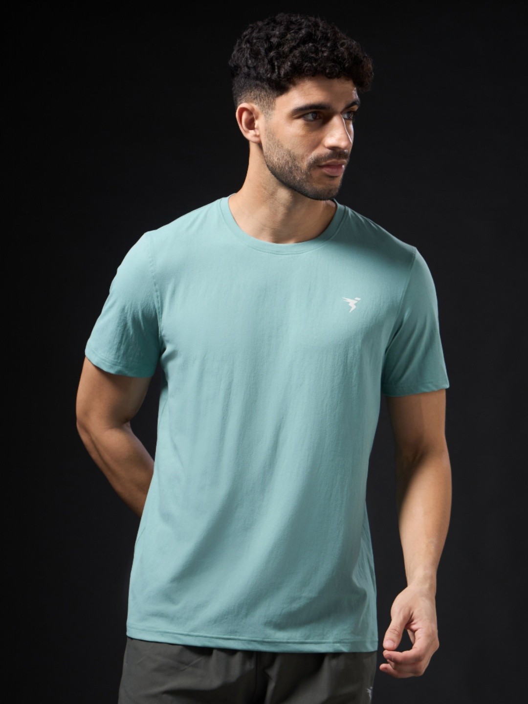 

Technosport Men UPF50 Solid Round Neck Slim Fit T-shirt, Green