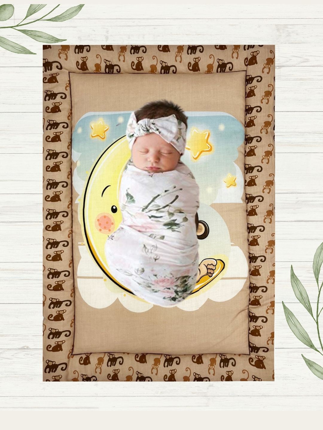 

NEW COMERS Kids Printed Cotton Sleeping Mat, Brown