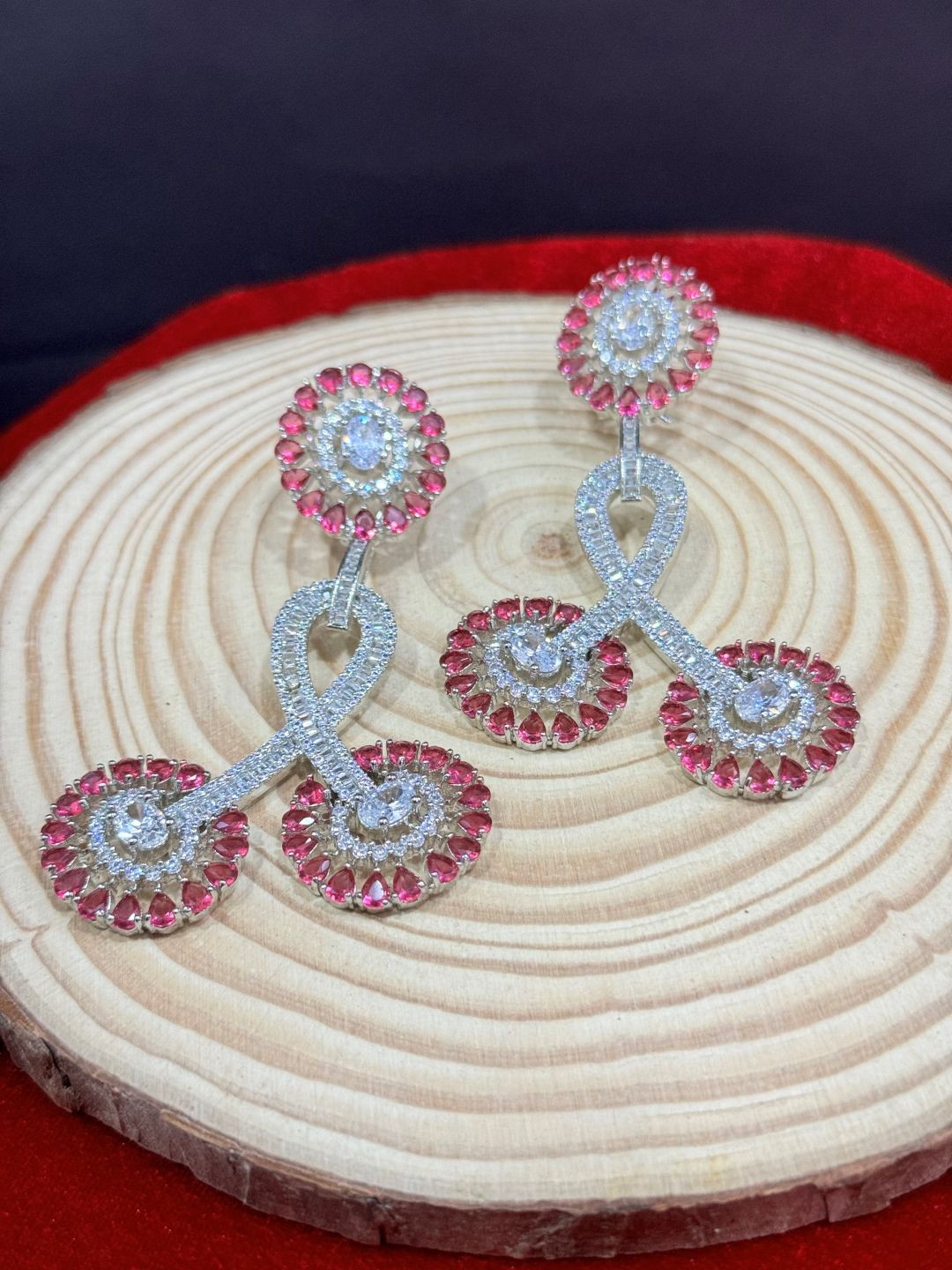 

The Jewellery Tale Rhodium-Plated Teardrop Shaped Ruby and Diamond Drop Earrings, Silver