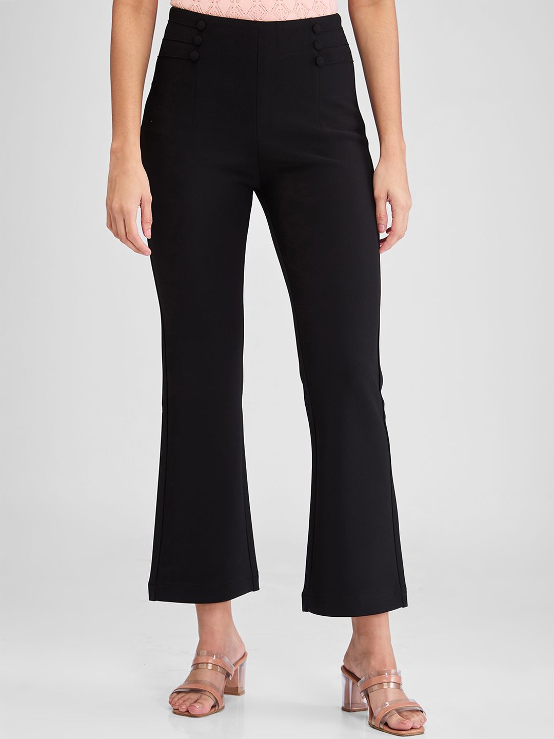 

SPYKAR Solid Hight Rise Bootcut Trouser, Black