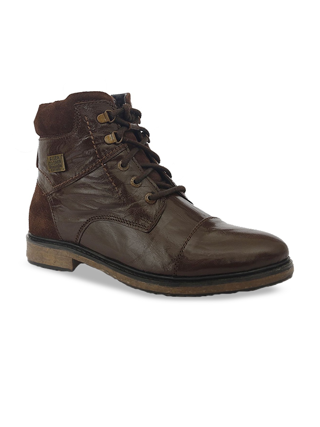

Allen Cooper Men Leather Regular Boots, Brown