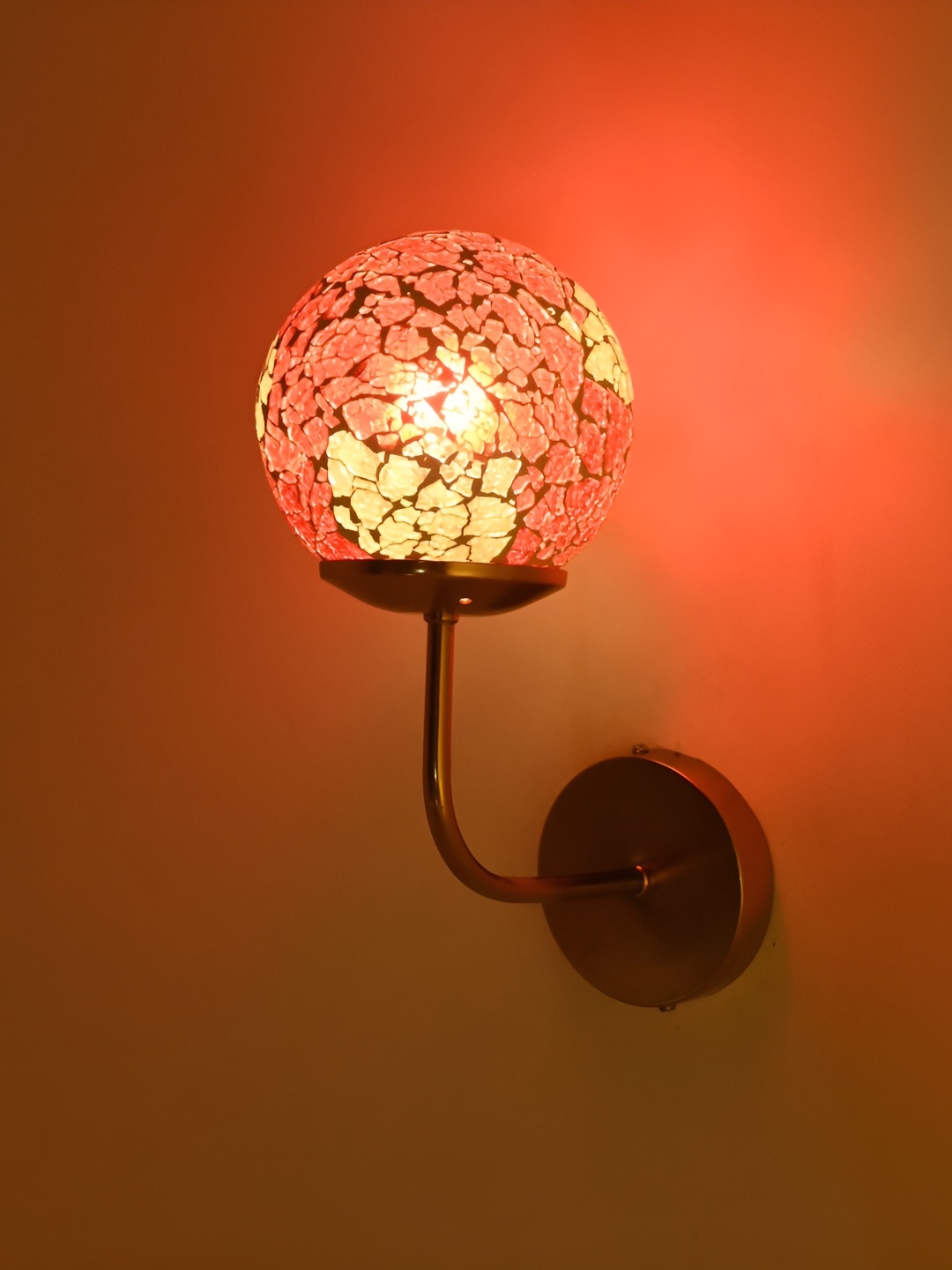 

Afast Red & White Glass Traditional Spherical Shaped Wall Lamp