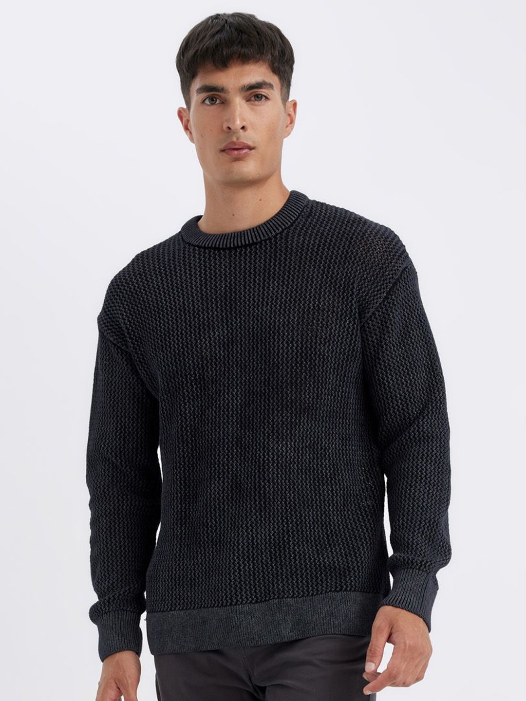 

DeFacto Men Cable Knit Pullover, Blue