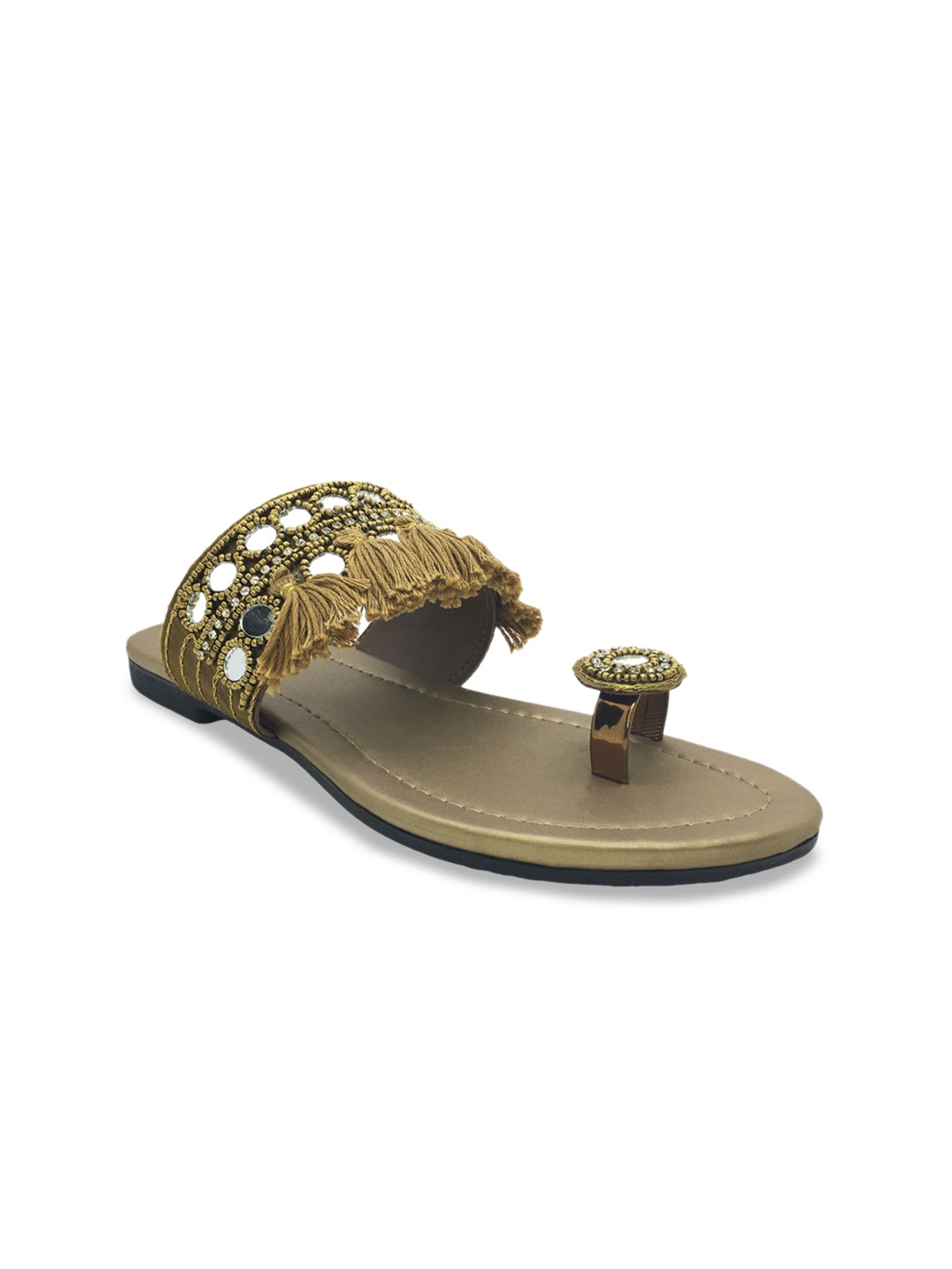 

WALK N STYLE COLLECTION Women Embellished T-Strap Flats, Beige