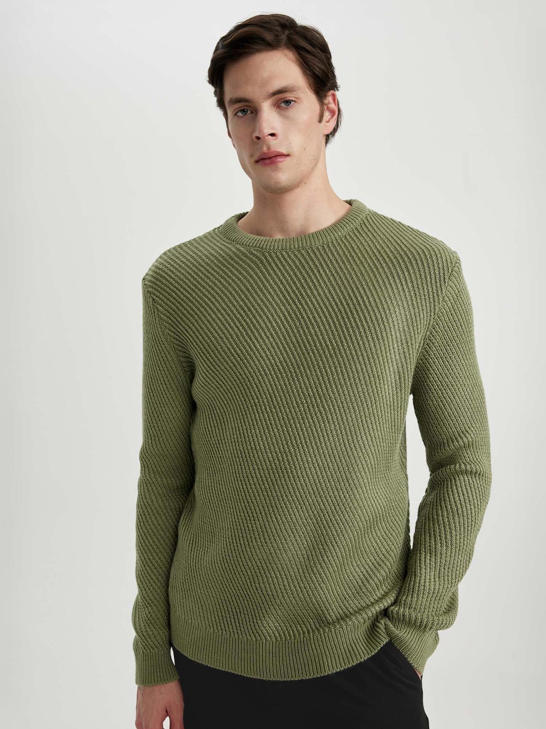 

DeFacto Men Striped Pullover, Green