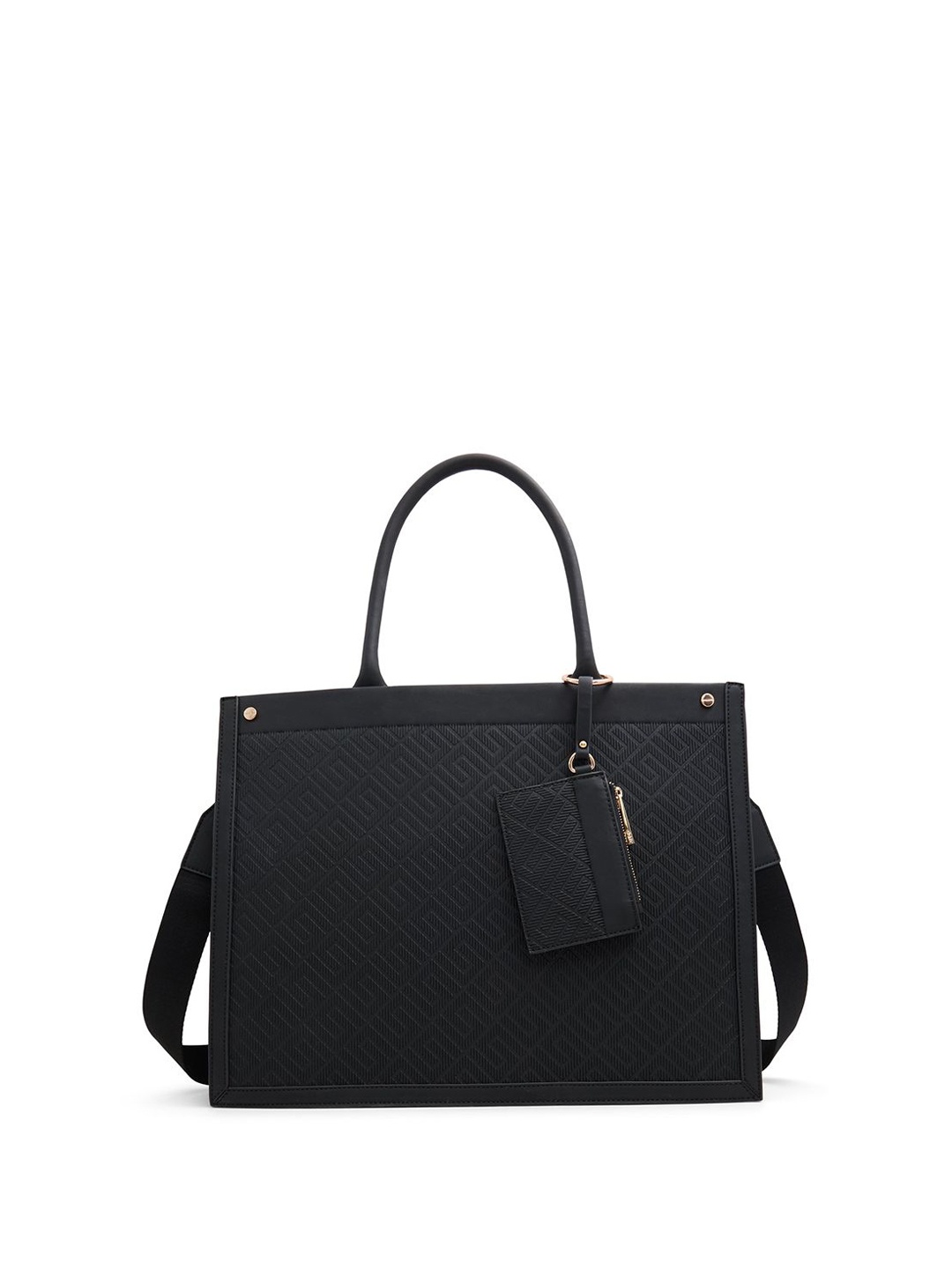 

ALDO Colourblocked Structured Tote Bag with Tasselled, Black