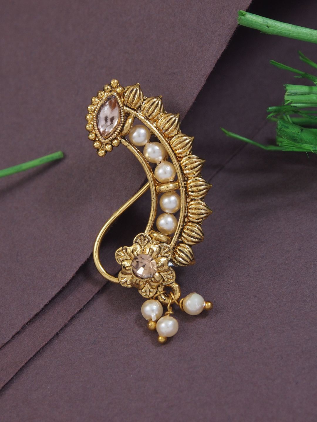 

I Jewels Gold Plated Beaded Ring Nosepin
