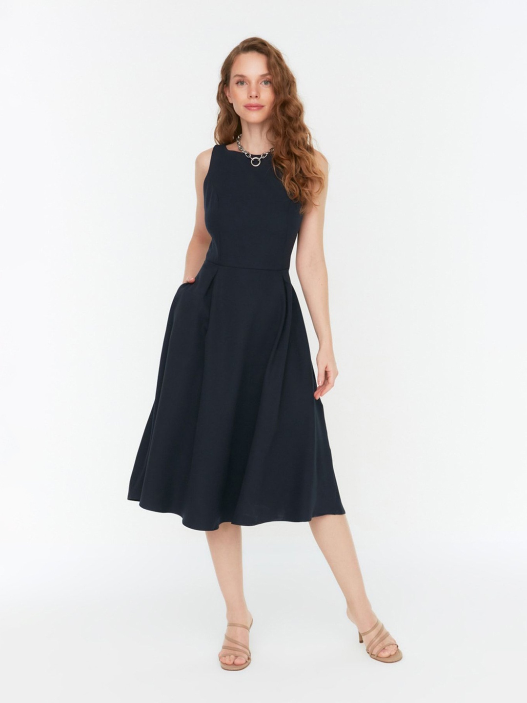 

Trendyol Fit & Flare Midi Dress, Black