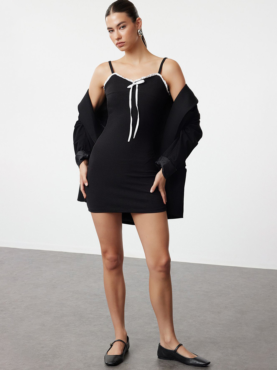 

Trendyol Cold-Shoulder Sheath Mini Dress, Black