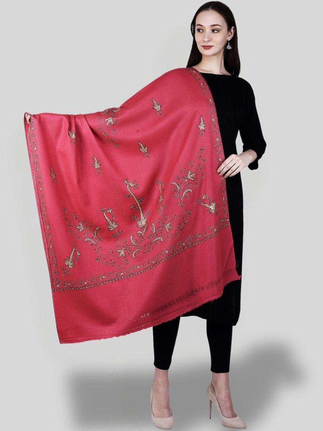 

SWI Stylish Floral Printed Woollen Shawl, Pink