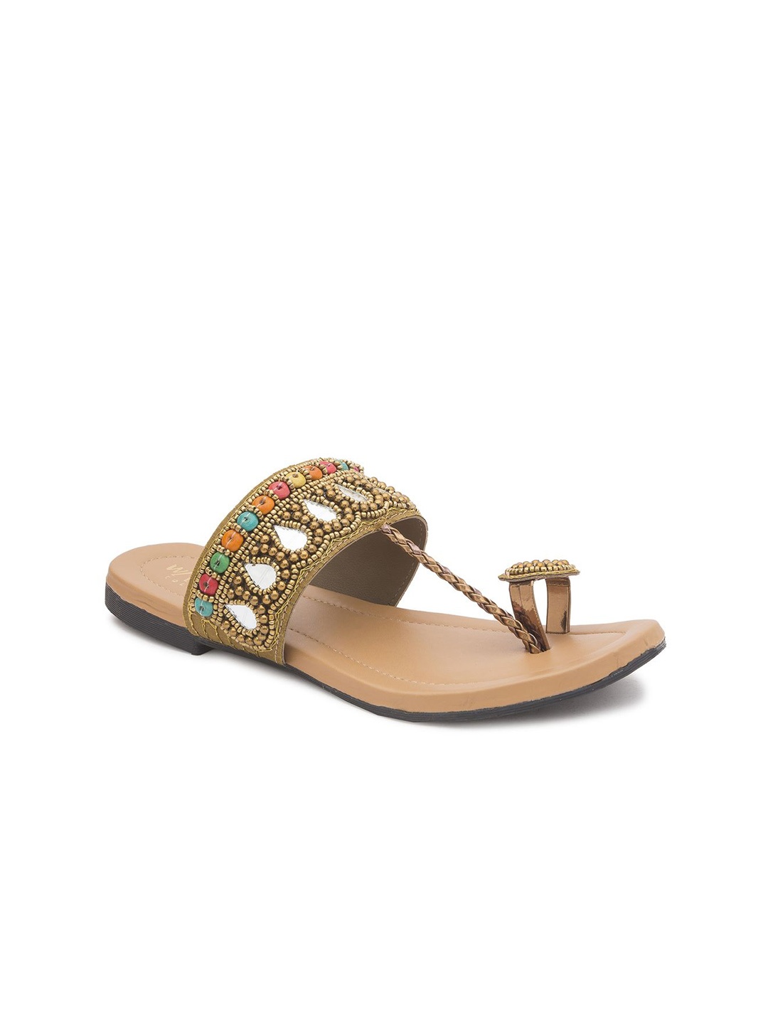 

WALK N STYLE COLLECTION Women One Toe Flats, Beige