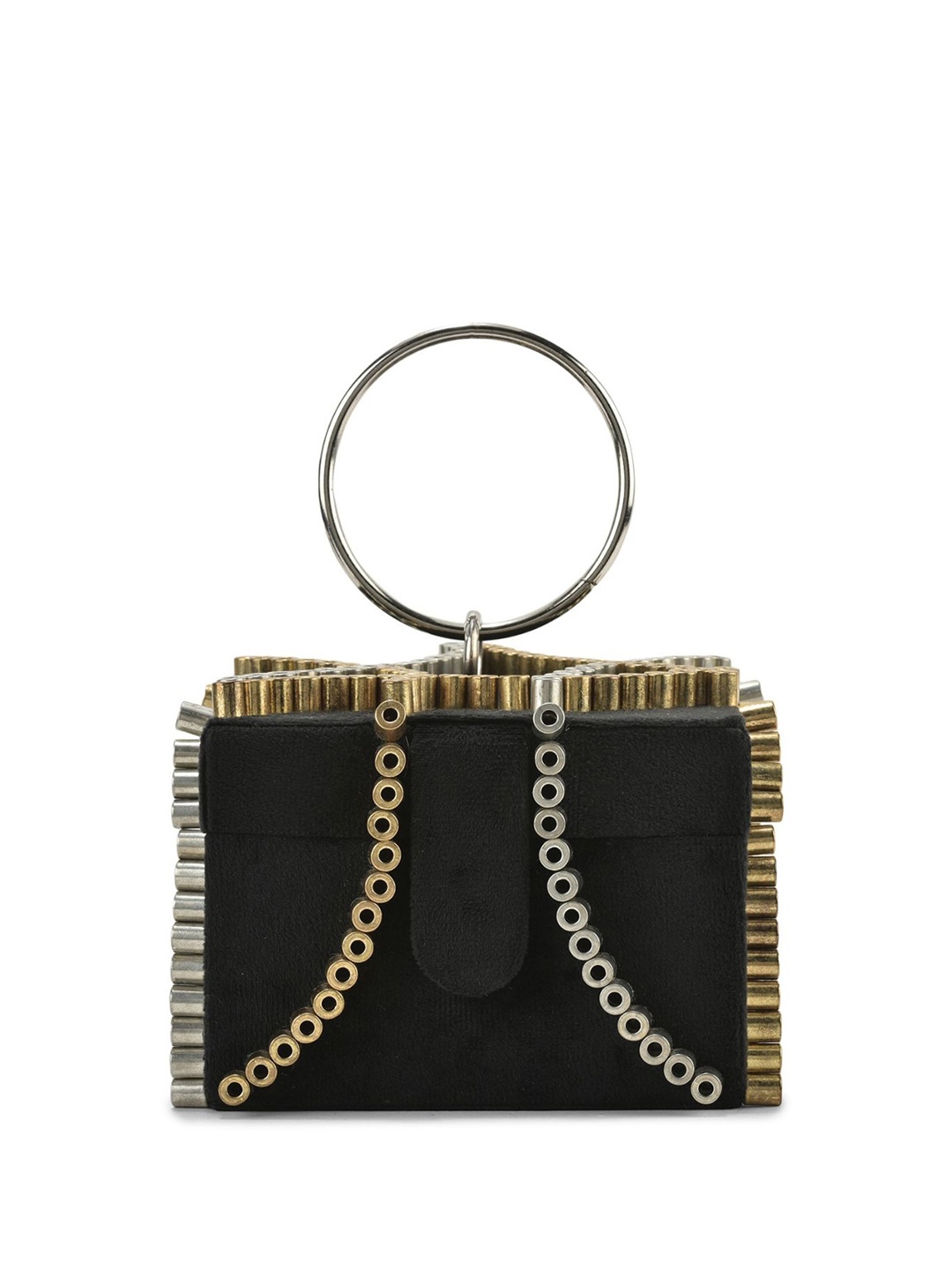 

Forever Noor Colourblocked Suede Oversized Structured Handheld Bag, Black