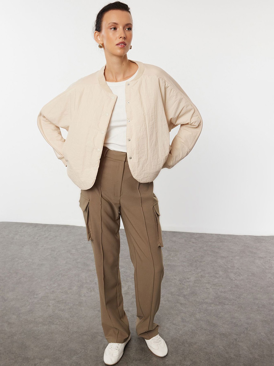 

Trendyol Women Colourblocked Tailored Jacket, Na