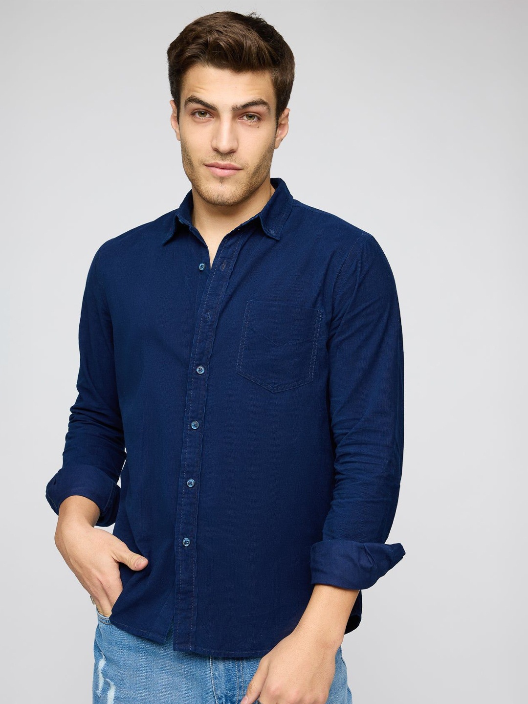 

FREAKINS Men Opaque Casual Shirt, Navy blue