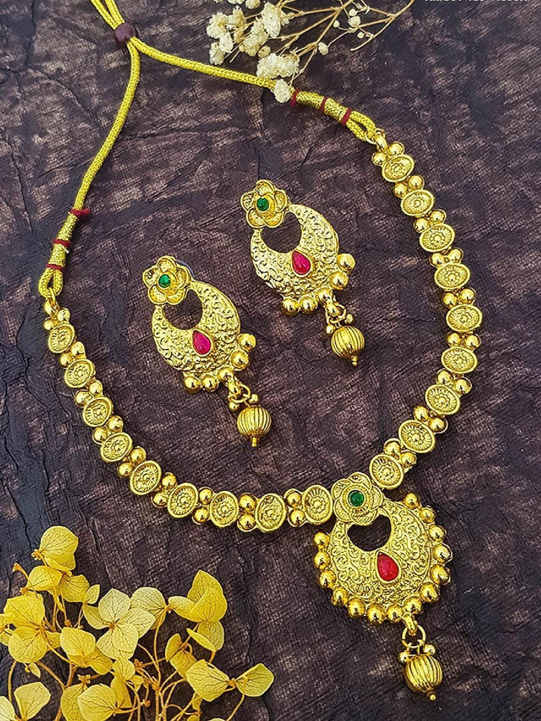 

GRIIHAM Gold-Plated CZ Studded Necklace and Earrings