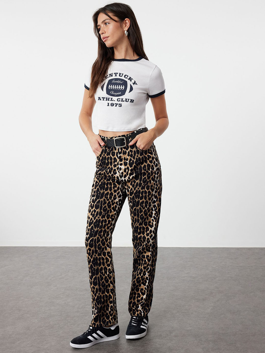 

Trendyol Women Animal Printed Trousers, Black
