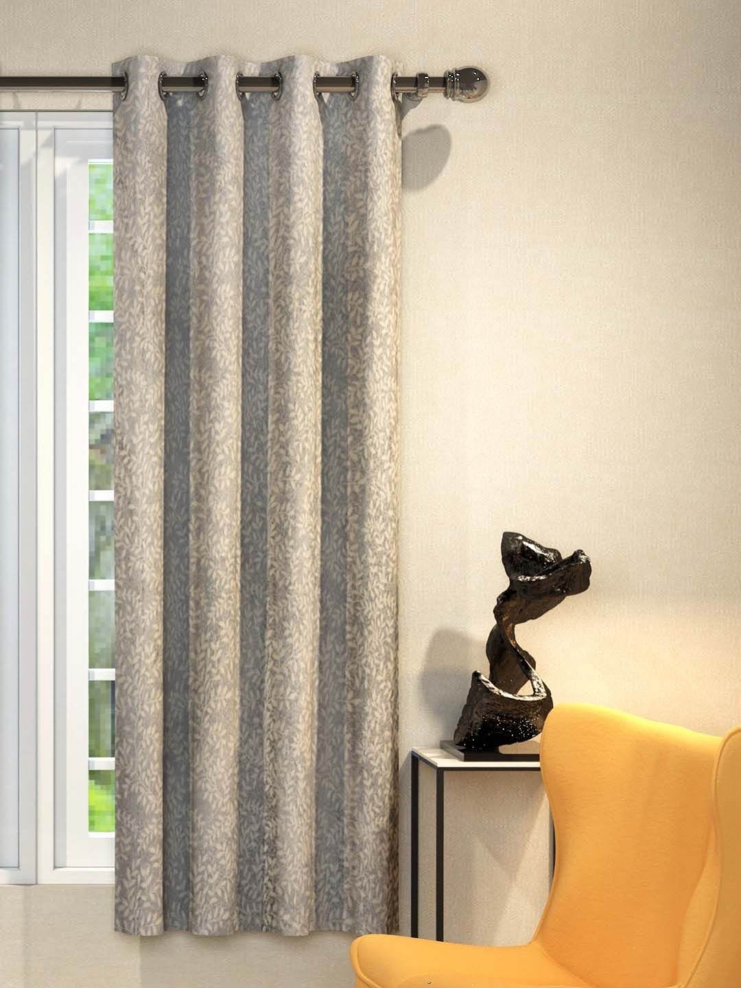 

Aura Grey & Off White Floral Window Curtain
