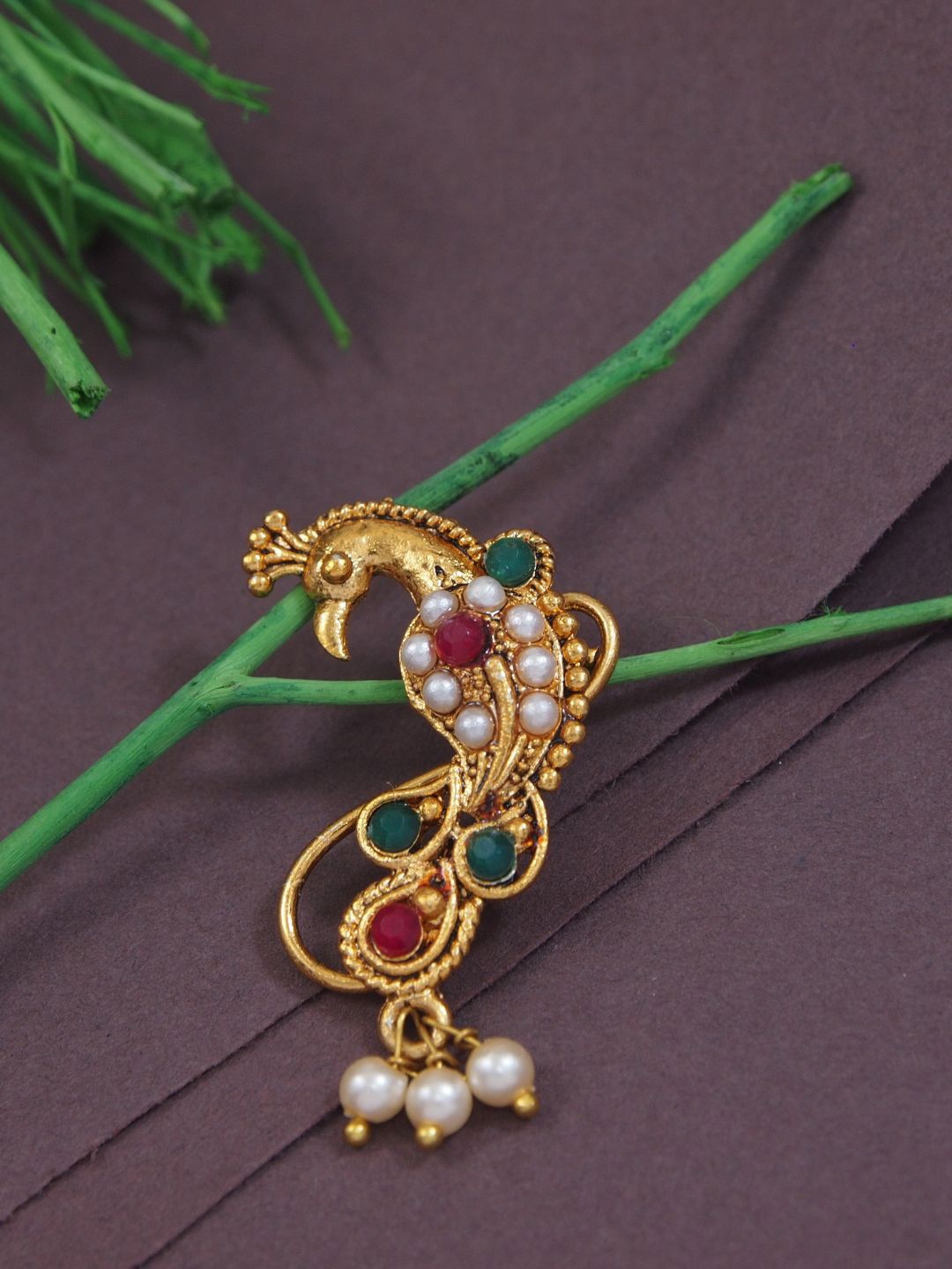 

I Jewels Gold Plated Artificial Stones Stud Nosepin