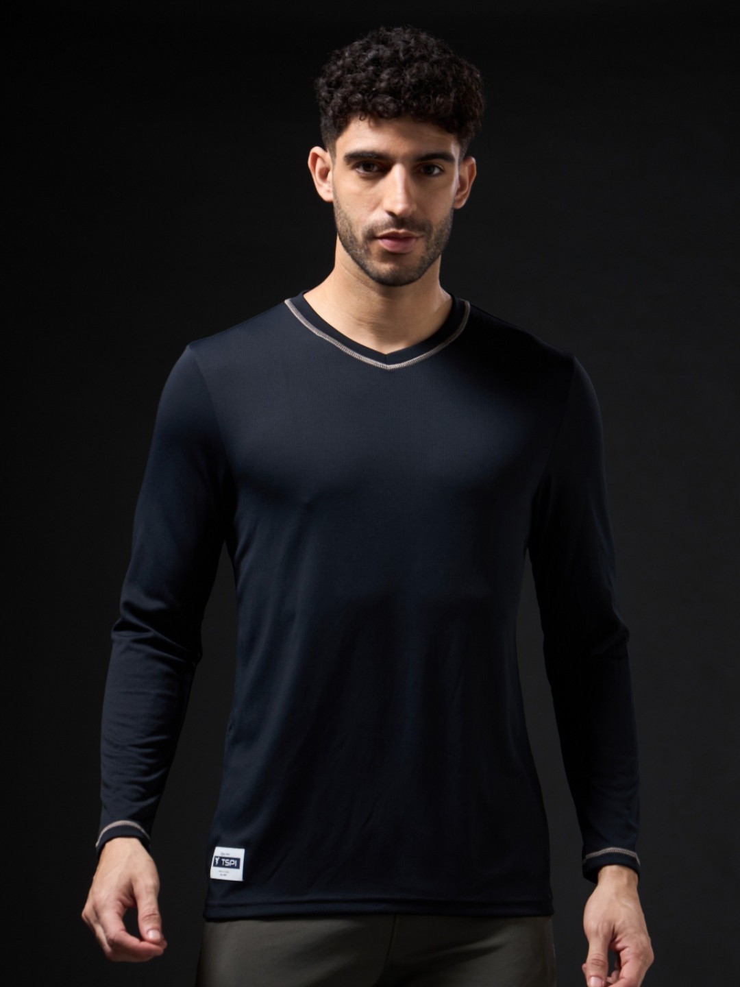 

Technosport Men UPF50 Solid V-Neck Slim Fit T-shirt, Black