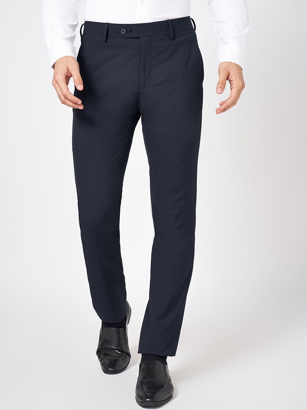 

Peregrine by Pantaloons Men Slim Fit Trousers, Navy blue