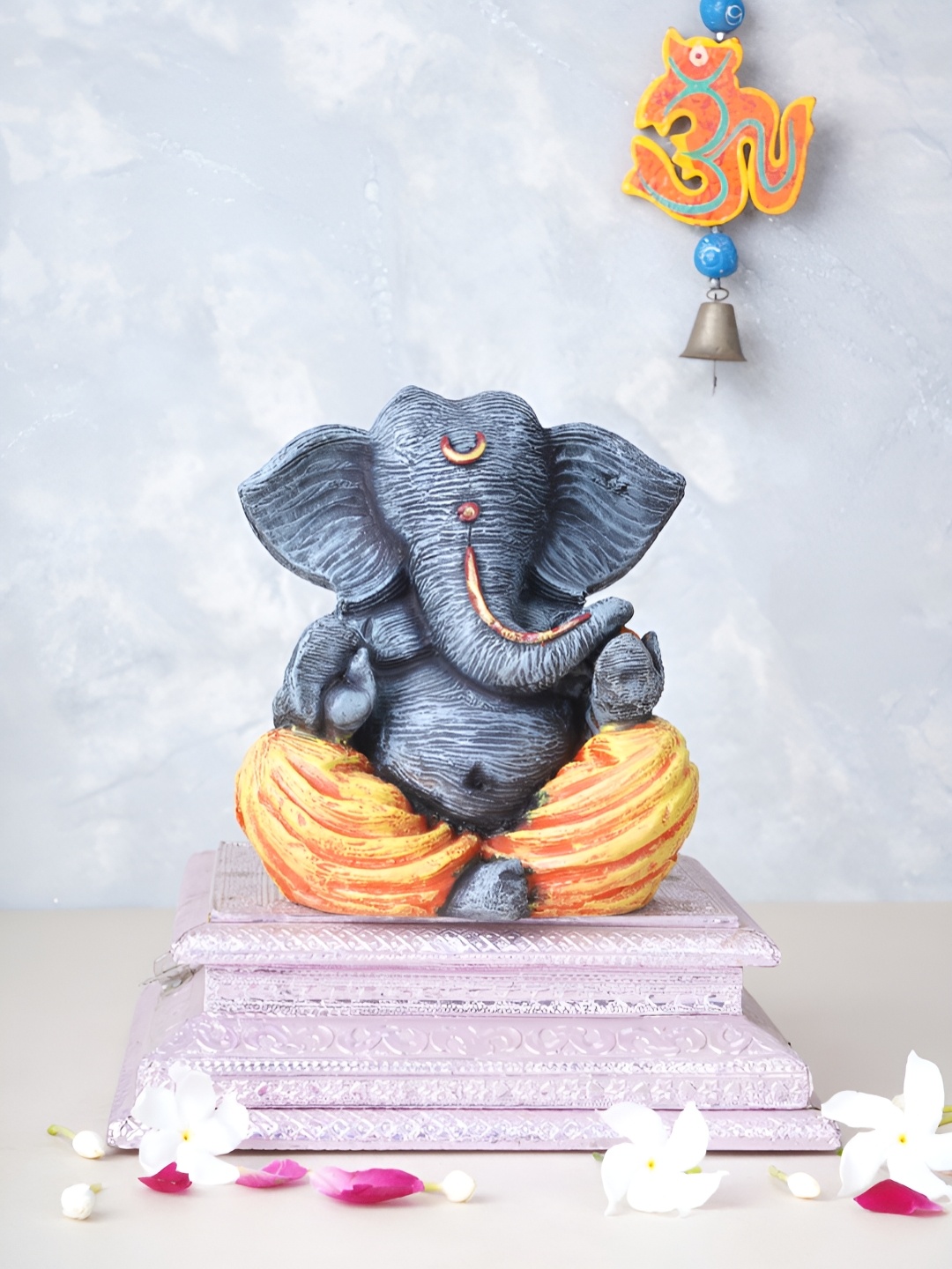 

FASHIYANOO Blue & Orange Colored Ganesha Idol Showpiece