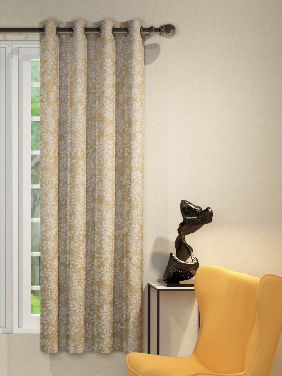 

Aura Athom Living Dream Beige & White Tropical Printed Window Curtain