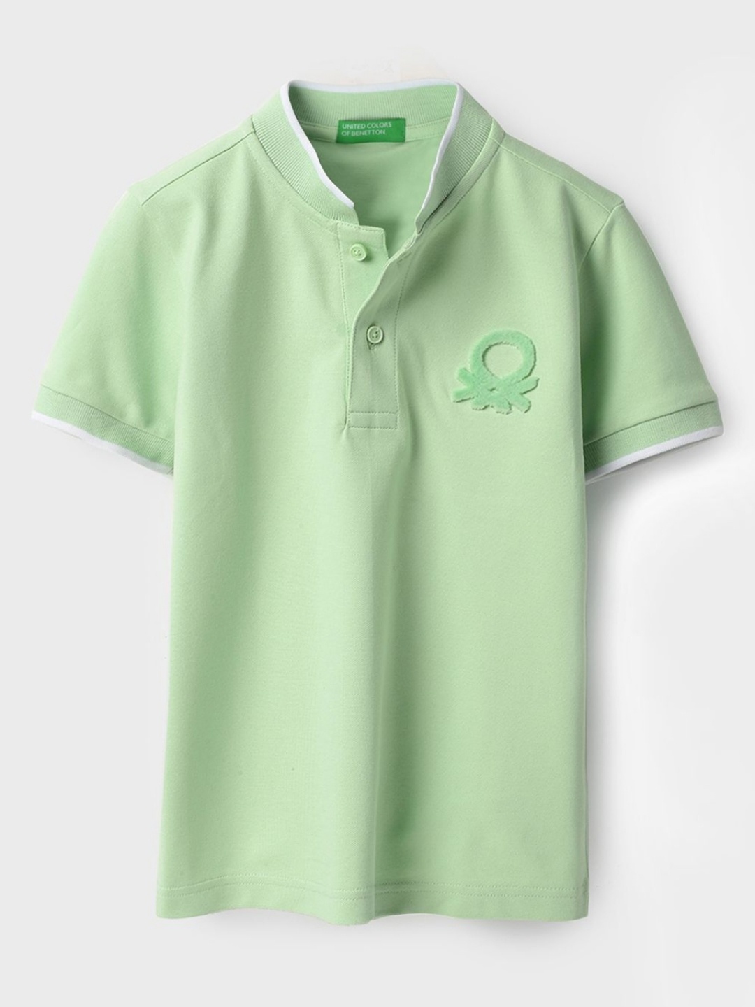 

United Colors of Benetton Boys Solid High Neck Cotton T-shirt, Green